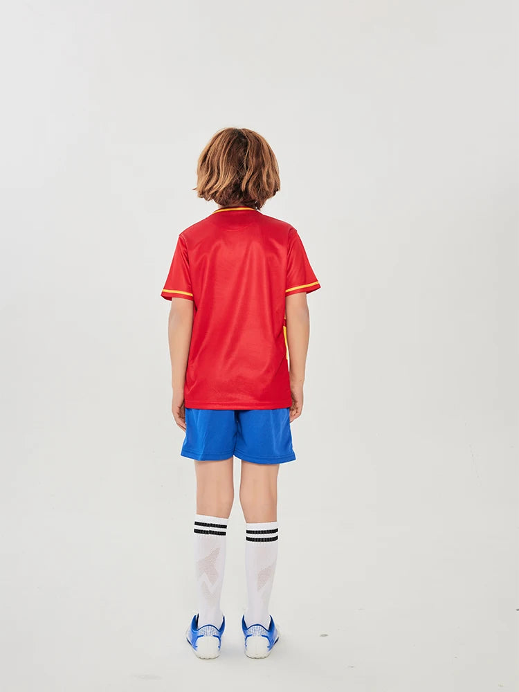 Yingruida Spain National Soccer Jersey Set for Kids Breathable Top Quality Football Uniforms Children Team Sportswear