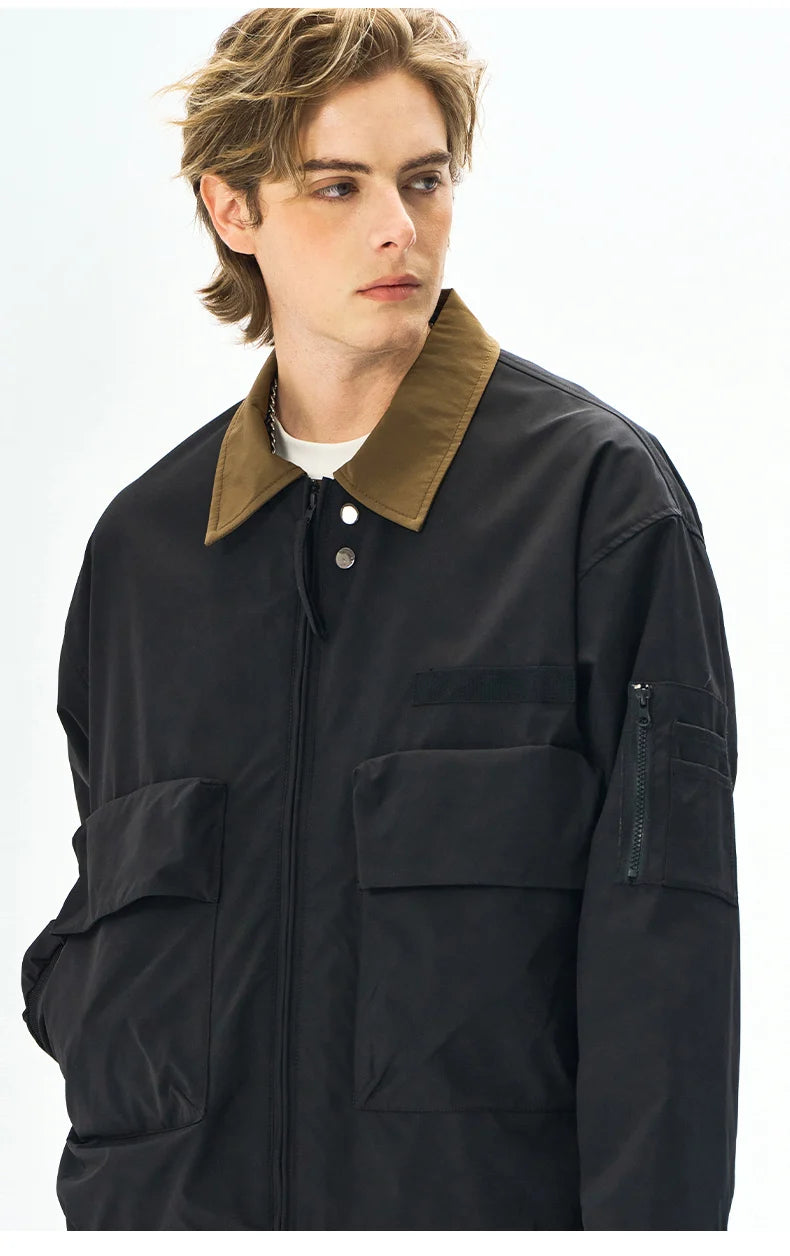 Men's Spring Casual Blazer Jacket Turn-Down Collar Stylish Versatile Office Wear Lightweight Coat Trendy Man Large Pocket Jacket