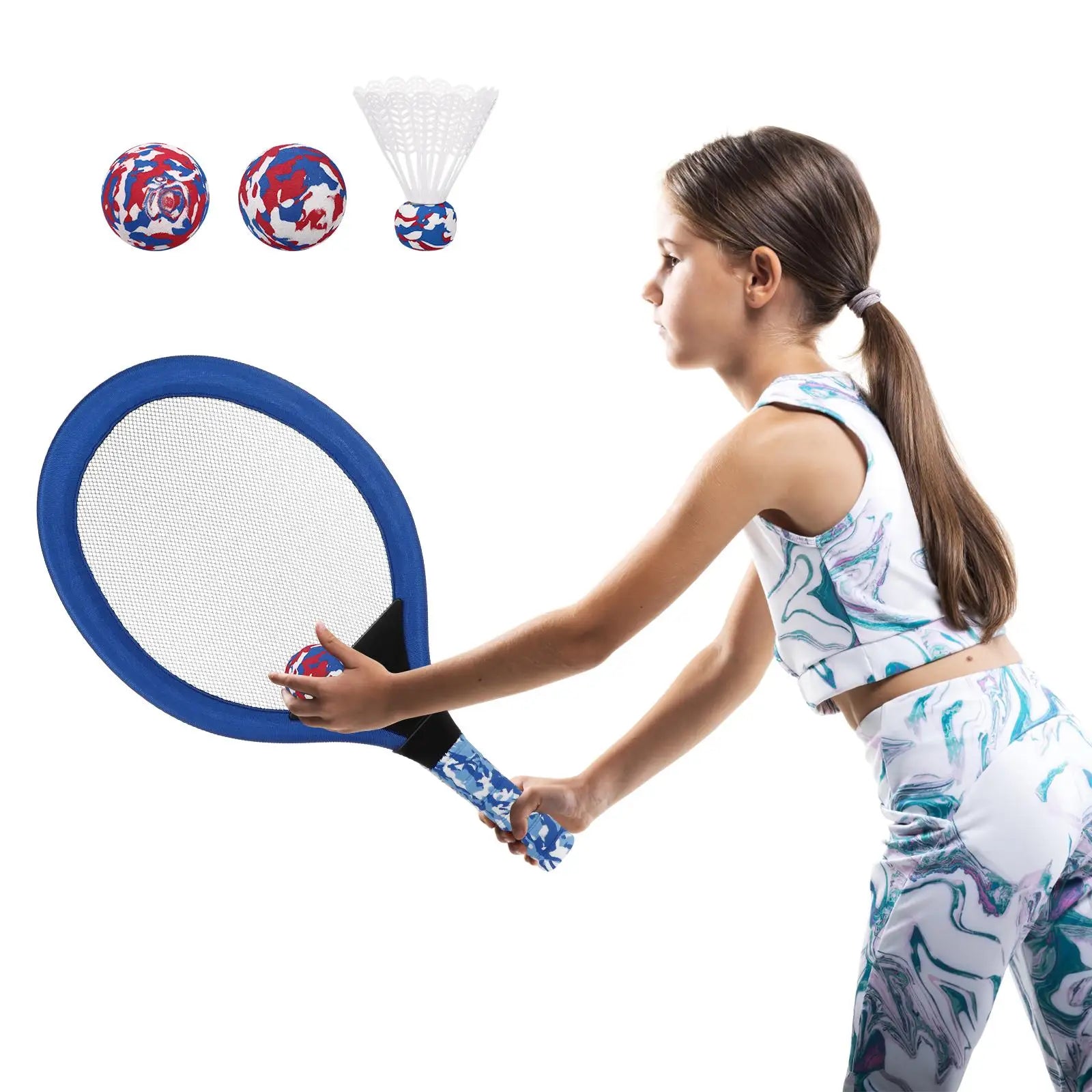Eva Durable Kids Tennis Rackets Set Lightweight Children Beach Ball Sports Game Plastic Outdoor Racquet Sports Multi Secondary image