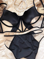 French Thin Cup Women Lingerie Set Sexy Hollow Lace Bra Set Summer Mesh Comfort Breathable Underwear Fish Bone Tops Intimates