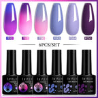 LILYCUTE 7ML 6PCS Neon Gel Nail Polish Set fluorescent Series Color Changing Semi Permanent Soak Off Manicure kit Nail Art Gel