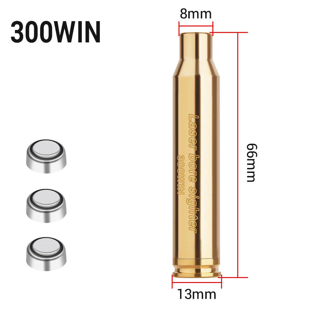 Red Dot Laser Brass Boresighter CAL .223/5.56/9mm/308/7.62/.45/30-06 Cartridge Boresight for Rifle Scope Hunting Gun Accessories