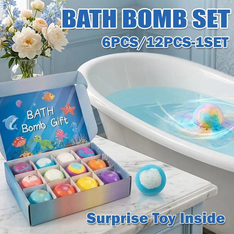 Children’s  Bath Bombs Set Bath Gift with Hidden Toys Safe Ocean Bubble Bath Perfect for Sensory Play Bathtime Fun Ürün ana görseli