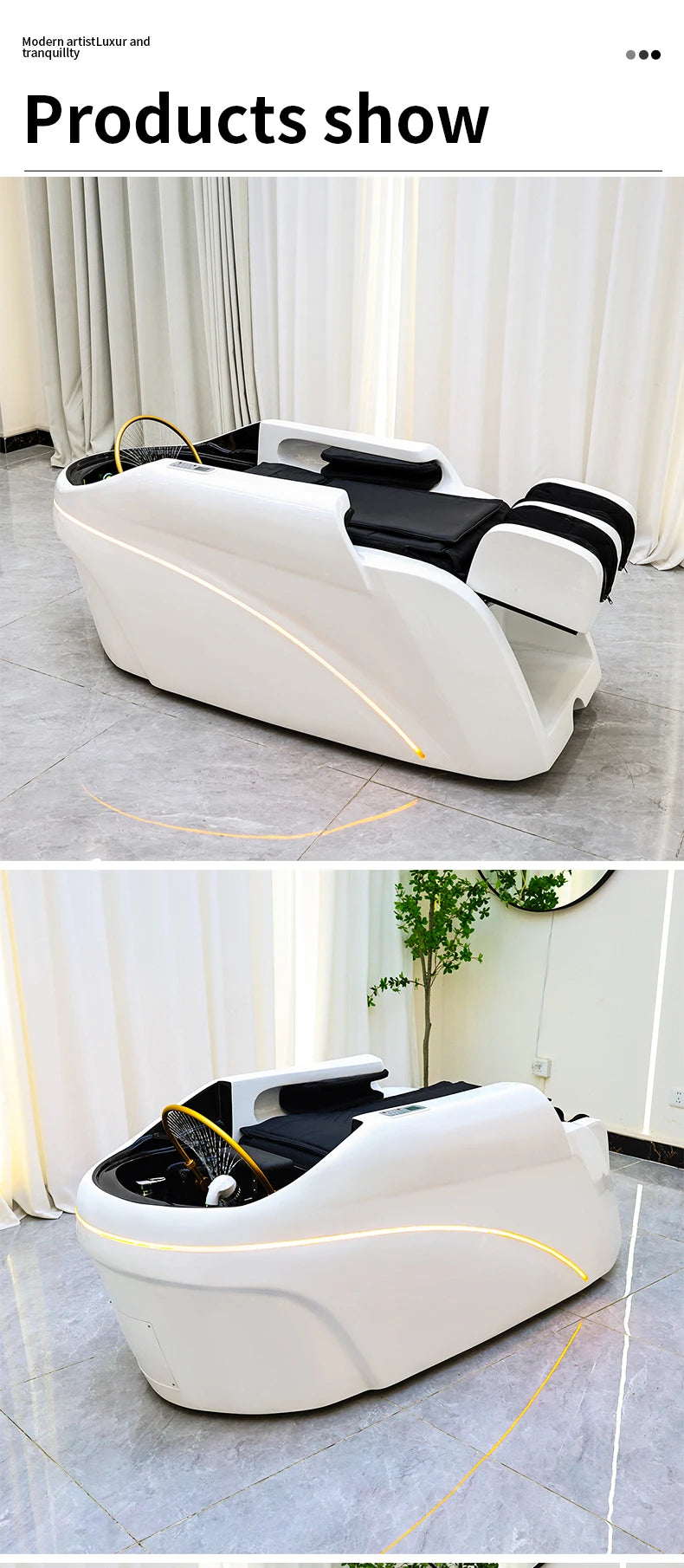 Salon Head Spa Shampoo Massage Bed Synthetic Leather Head Therapy Bed Automatic Massage Shampoo Chair Hair Spa Equipment Durable