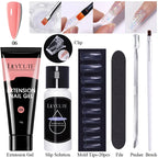 LILYCUTE 15ml Extension Gel Nail Polish Set Quick Nail Prolong With Extend Mold Nail Tips Acrylic Solution Manicure Tools Kit