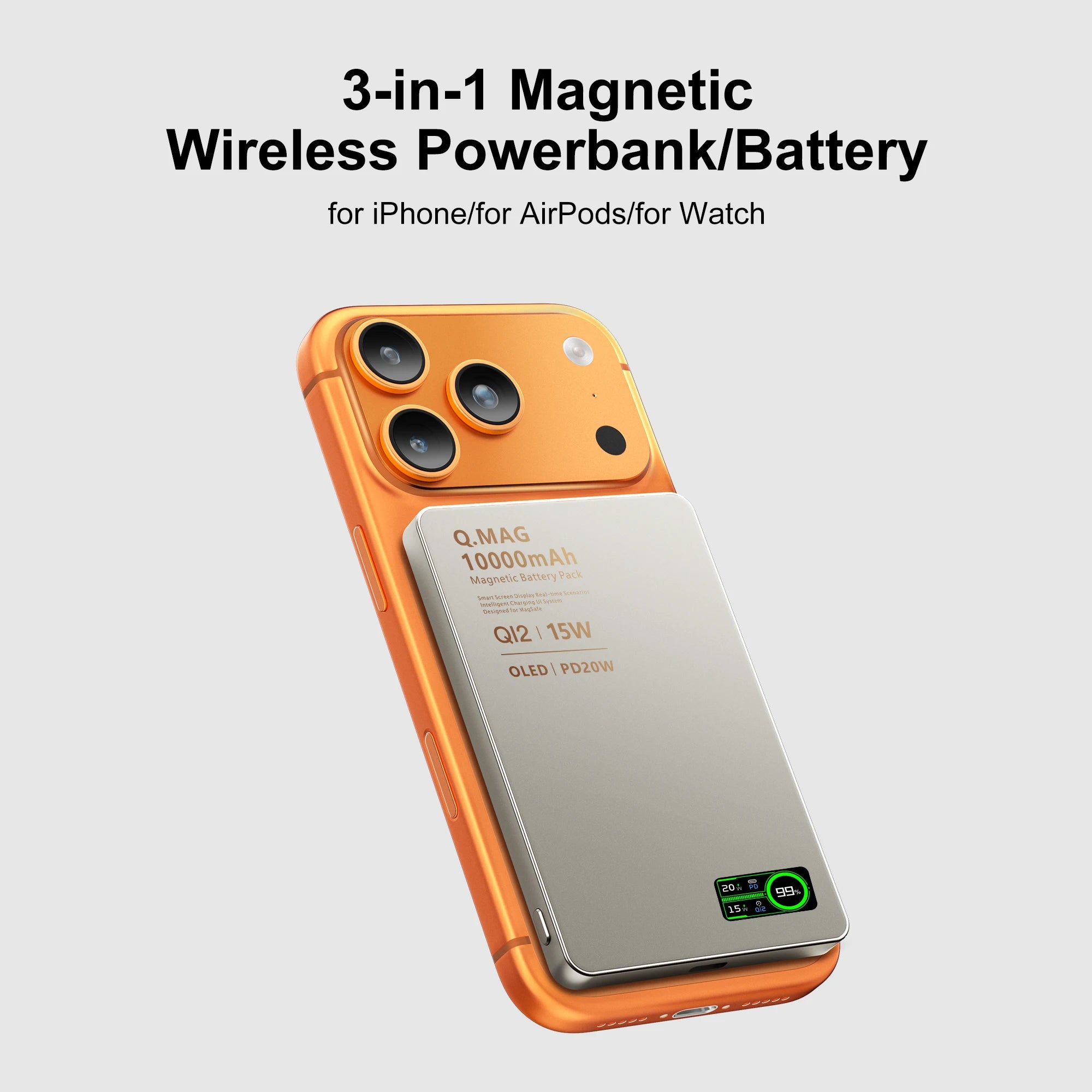QI 2.1 Magnetic Powerbank Wireless Fast Charing Spare Portable External Battery for iPhone 12-17 Pro Watch Airpods 5000/10000mAh Ürün ana görseli