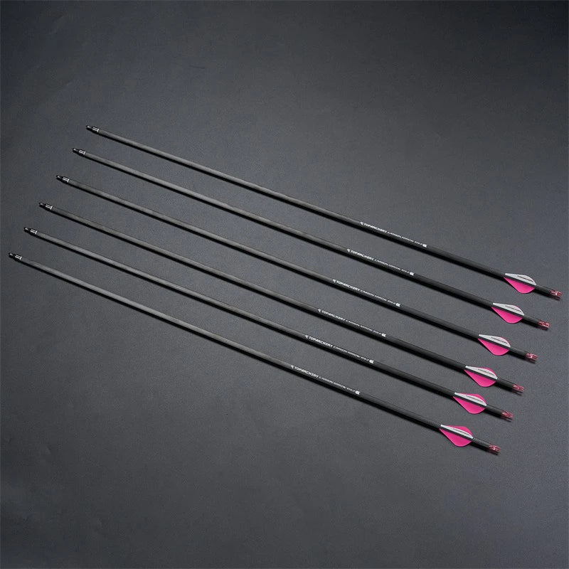 Toparchery Archery Pure Carbon Arrows, Brazier Feather, Spine 300/350/400 Outdoor Hunting Shooting Recurve Bow Arrow Accessories Secondary image