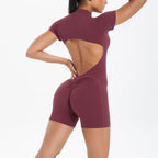 Zipper Gym Jumpsuit Short Women Yoga Sets Sports Outfits Female Yoga Overalls Workout Clothes Fitness Suit Woman's Tracksuit