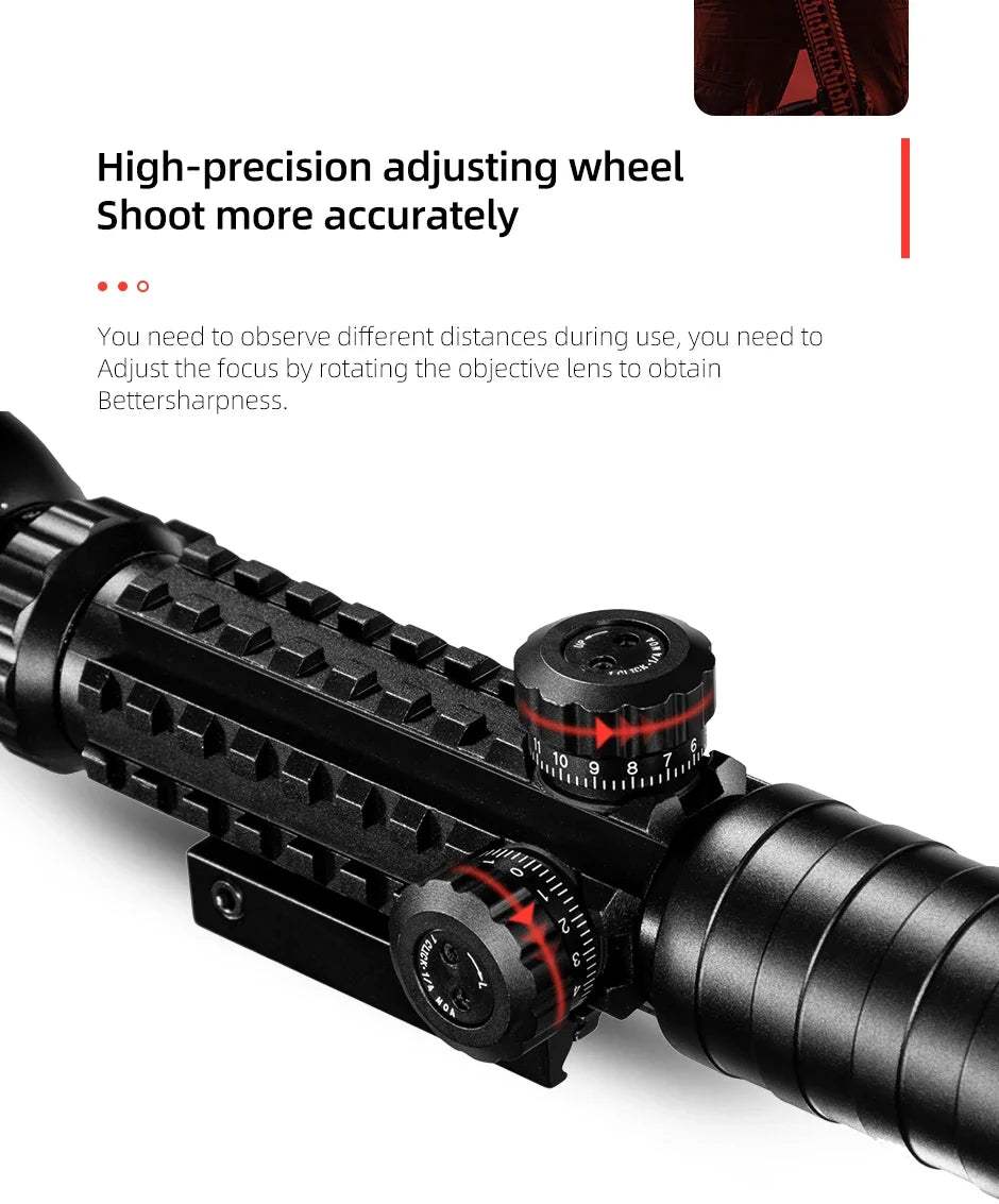3-9X32 EG Scope 3 in 1 Combo Hunting Scope Red Green Illuminated with Holographic Reflex 4 Reticle Red Green Dot Sight Caza
