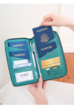 Multi-Functional RFID Blocking Passport Bag Travel Document Holder with Long Zipper Ticket Storage Wallet for Multiple Passports