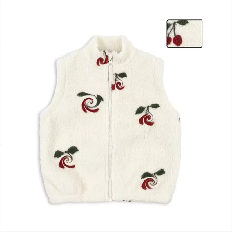 2026 KS Brand Winter Baby Girls Boys Lambswool Cherry Jackets Kids Clothes Boys Sequin Cartoon Outerwear Children's Coats 1-9Yrs