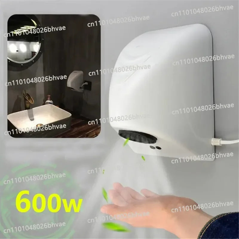 600W Hotel Automatic Hand Dryer Automatic Hand Dryer Sensor Household Hand-drying Device Bathroom Hot Air Electric Heater Wind Ürün ana görseli