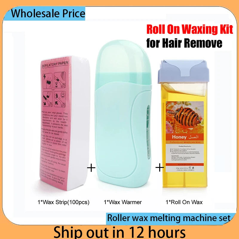 Unisex Roll on Depilatory Wax Cream Hair Removal Roller Wax Heater Waxing Hot Cartridge Warmer Equipment Tool Waxing Kit Ürün ana görseli