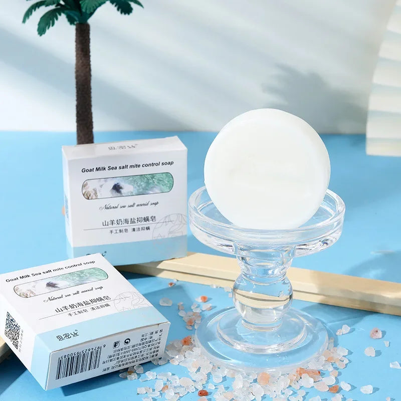 Goat's Milk Sea Salt Anti-mite Soap Hand-made Mite-removing Soap Cleansing Hand Bath Soap 85g Ürün ana görseli