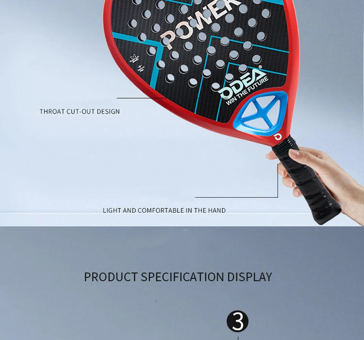 ODEA Beach Tennis Racket Full Carbon Fiber Rough Surface Outdoor Sports Racket For Men Women Adult Senior Player 3K 18K