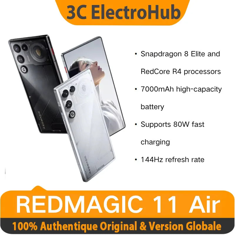 REDMAGIC 11 Air is equipped with a processor 8 Elite and RedCore R4, with a battery high capacity of 7,000 mAh, takes e Ürün ana görseli