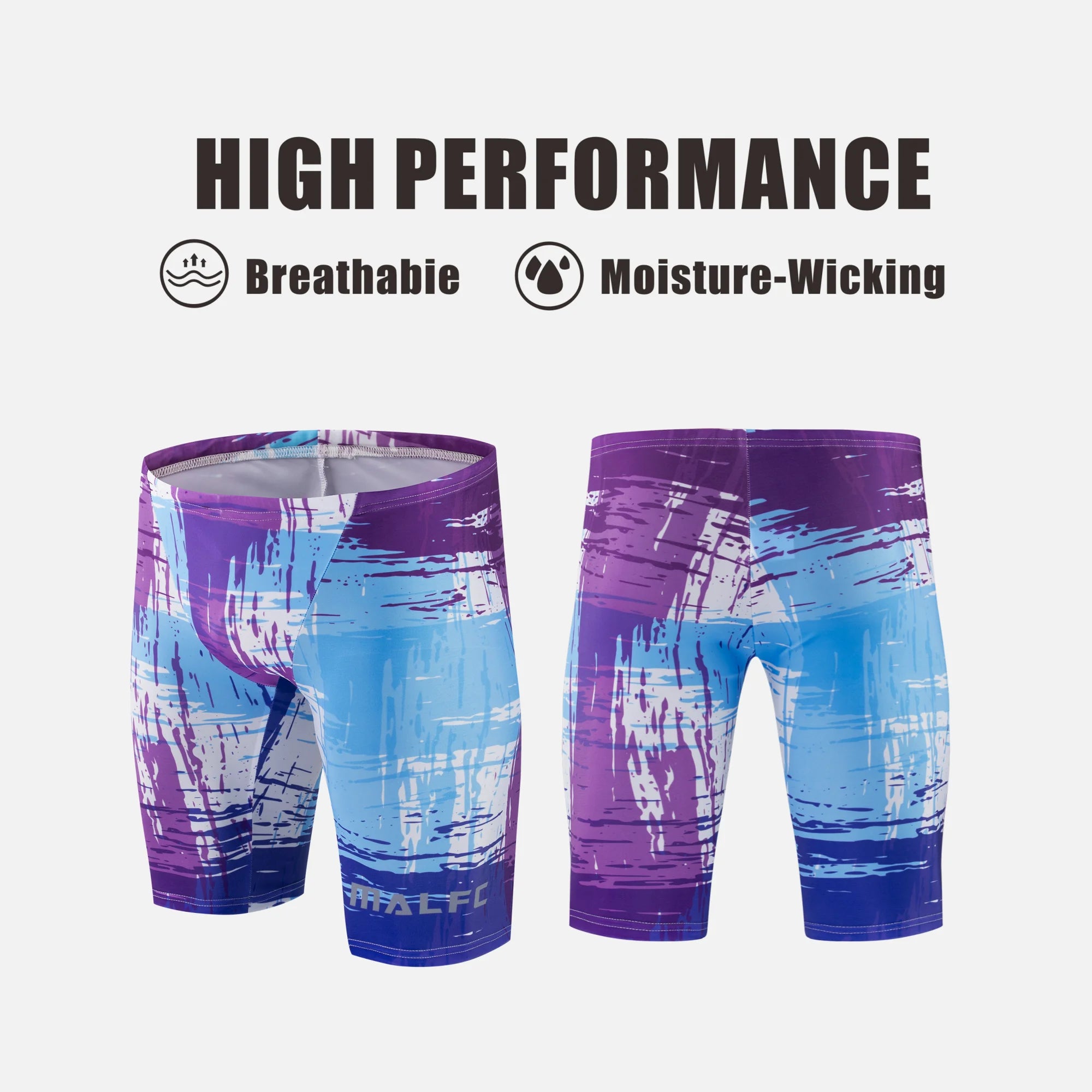 MALFC Summer Men's Swim Jammer Short Training Swimsuit Quick Drying Beach Swimming Trunks Swimwear Sports Tights Surf Shorts Ürün ana görseli