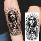 1 Sheet Realistic Jesus Holy Mother Pray Temporary Tattoos For Men Women Adults Long Lasting Waterproof Temp Fake Tattoo Sticker
