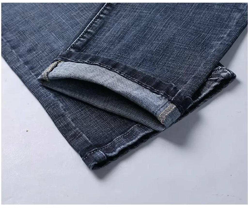 Wthinlee New Business Men's Jeans Casual Straight Stretch Fashion Classic Blue Black Work Pant Denim Trousers Male  Clothing