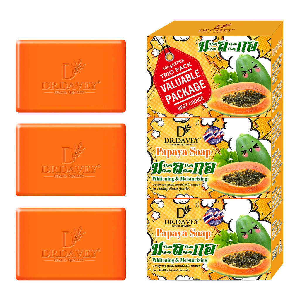 3pcs Papaya Soap Cleansing and moisturizing handmade soap for bathing, face washing, and skin moisturization