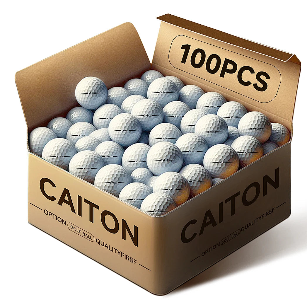Caiton 100pcs 2-Layer Golf Balls - 332 Dimple, Max Distance, Spin Control, Durable, Precision - For Golf Training & Play Main image
