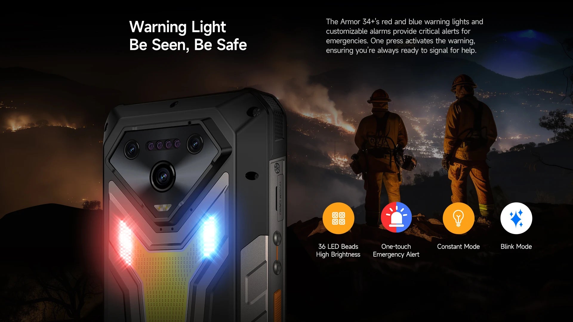Ulefone Armor 34+ 25500mAh Rugged Phone 5G AI Smartphone Android 15 Up to 32GB+512GB 64MP Night Camera 6.95" 120Hz Display NFC