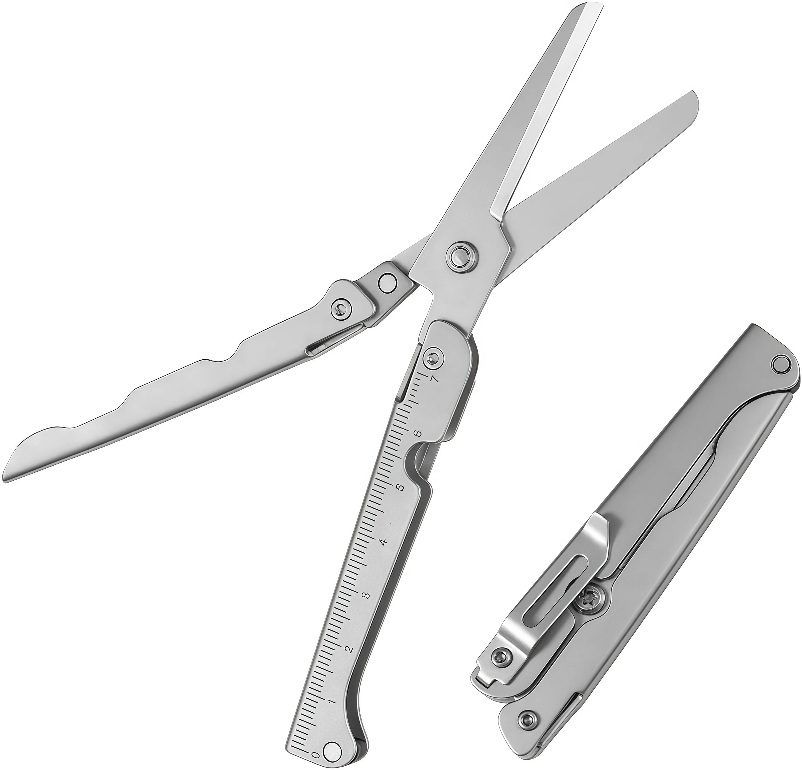 Portable Folding Stainless Steel Scissors, Multifunctional Outdoor Tool for Camping, Hunting and Fishing Survival Gear Main image