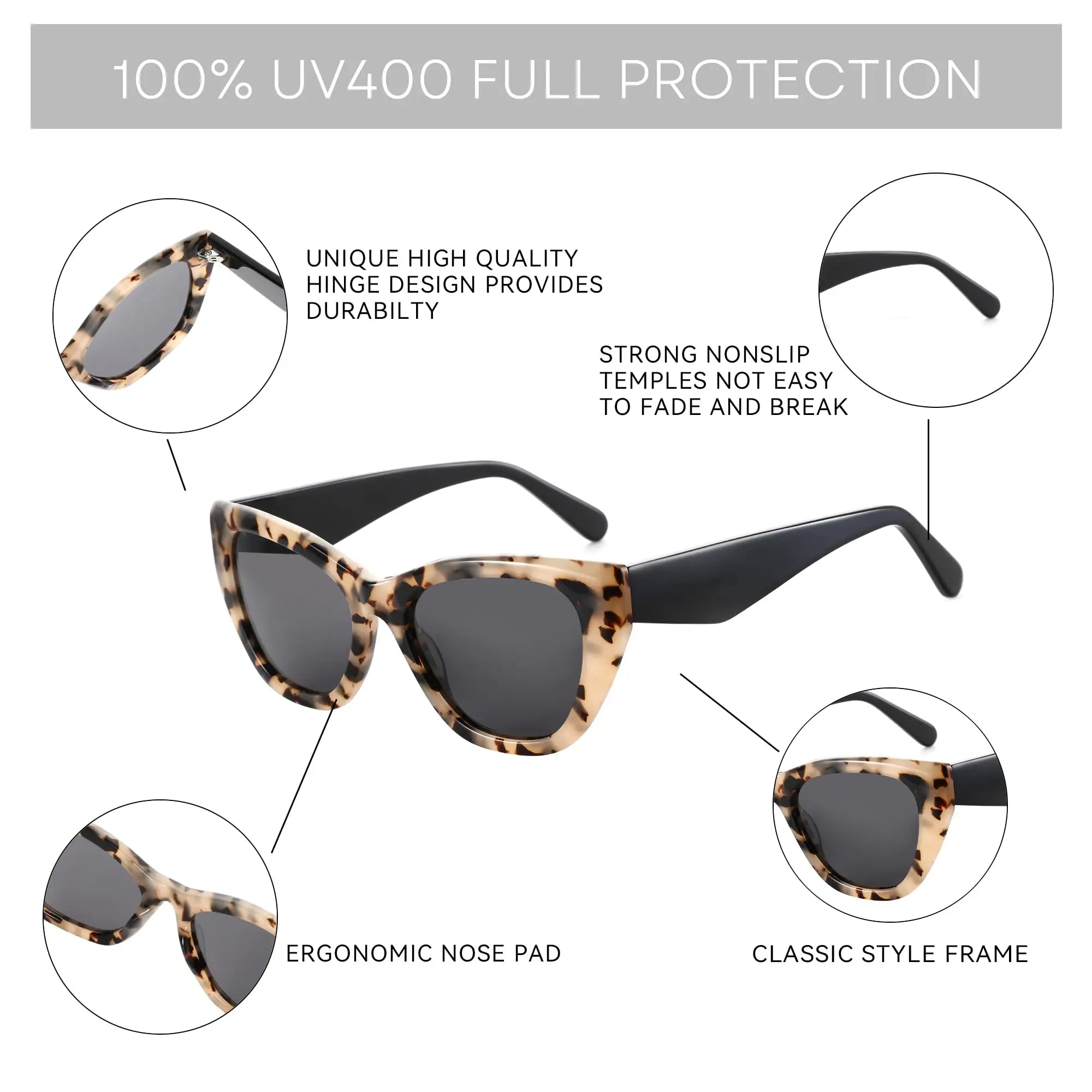 ZENOTTIC Polarized Sunglasses Women Cat-Eye: Trendy Cateye Sunglasses for Woman - Cute Sun Glasses UV400 Protection