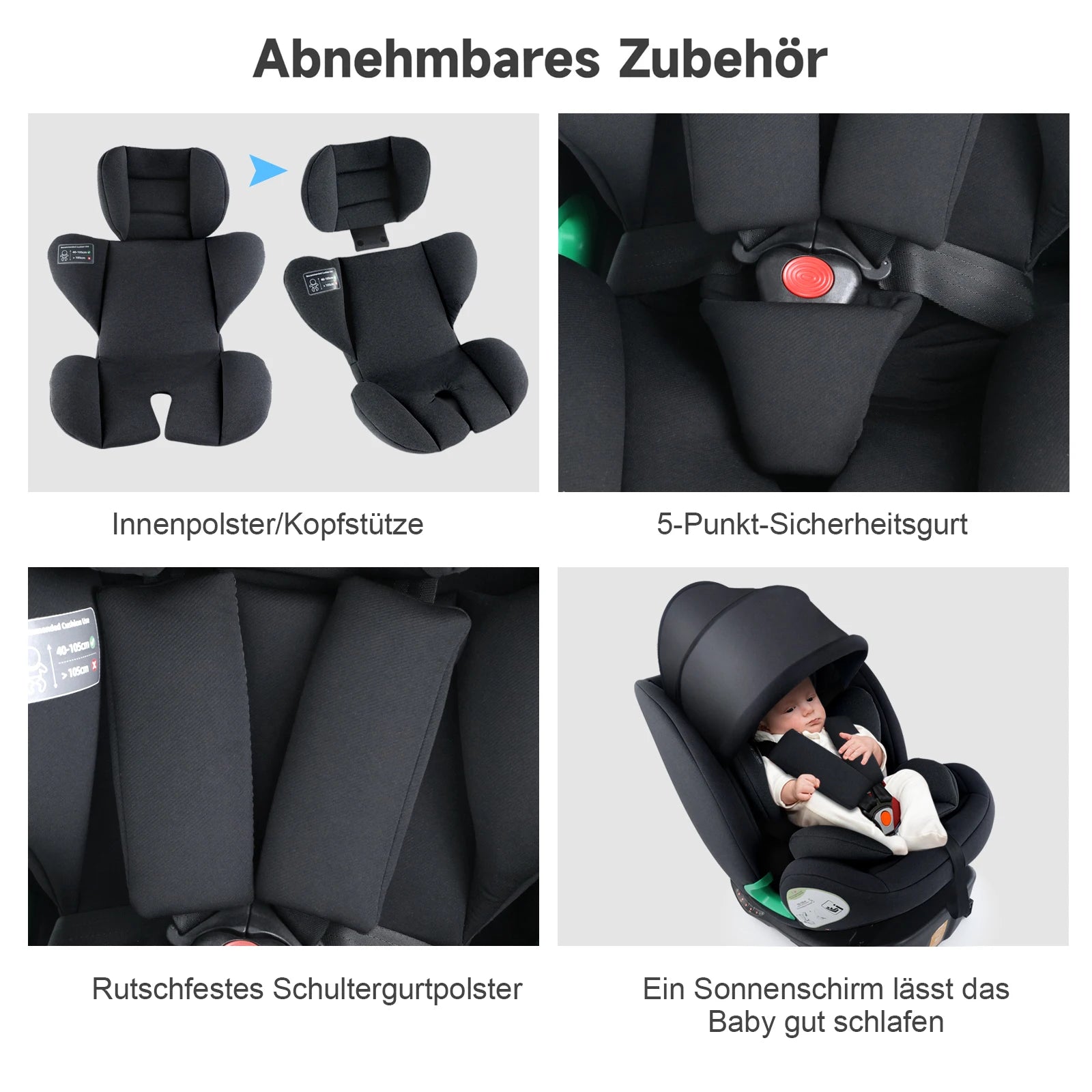 Child Car Safety Seats with 360° Direction ISOFIX rotating for Baby  5-point seat belt 0-12 Years Suitable for newborn