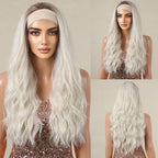 ALAN EATON Long Blonde Synthetic Headband Wig Ombre Blonde Straight Hair Wigs Natural Looking Heat Resistant Fiber for Daily Use