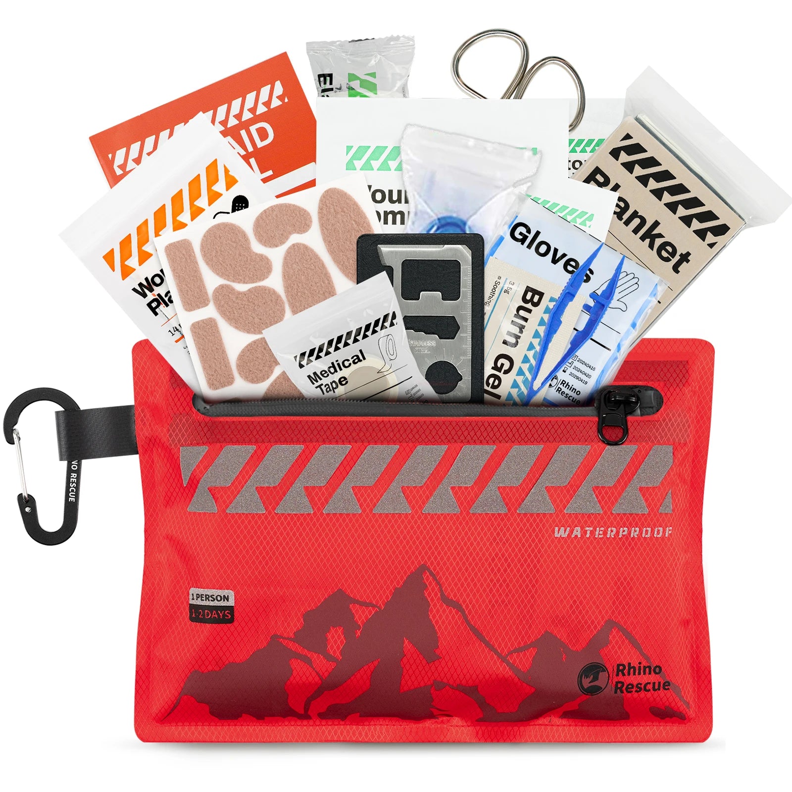 Rhino Rescue Small First Aid Kit - Ultralight Waterproof Medical Kit for Hiking Backpacking Cycling Travel Vehicles Ürün ana görseli