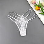 3 Pcs Lace Thin Strap Thong Women Low Waist Sexy Perspective Underwear Ladies Transparent G-string Panty Plus Size T-back
