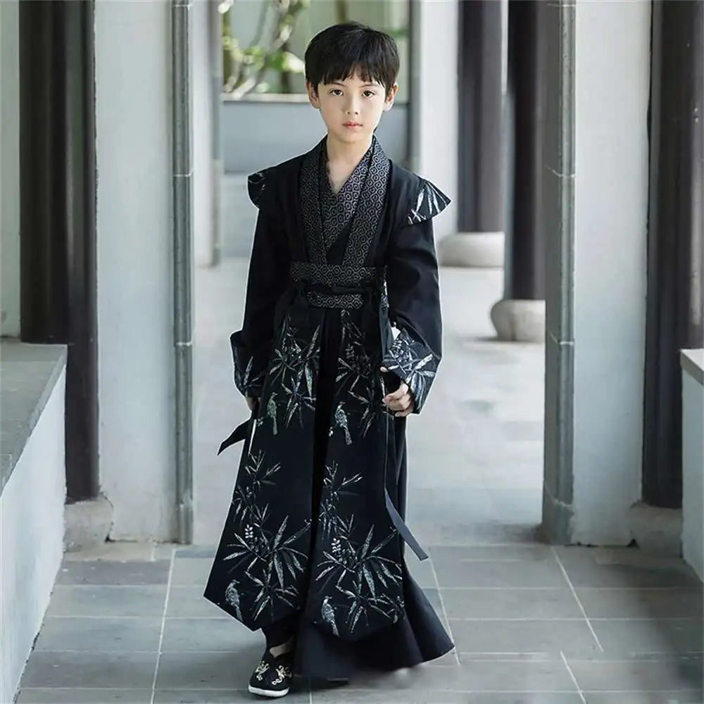 Handsome Boys' Improved Hanfu Oriental Chinese Style High-end Tang Suit Kids Performance Swordsman Traditional Ancient Costume Ürün ana görseli