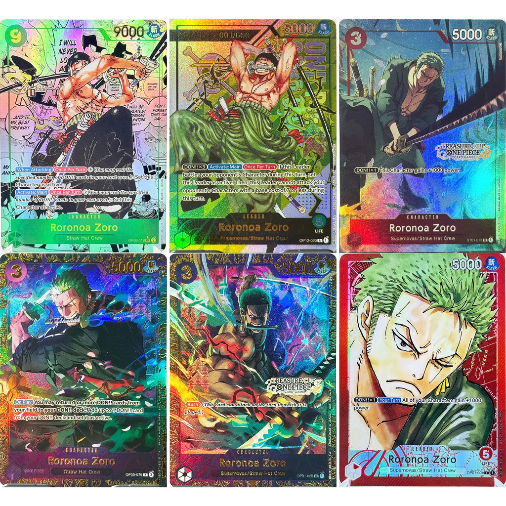 One Piece Roronoa Zoro Series Set Championship Treasure Cup Promo Anime Collectibles DIY Replica Cards Texture Card