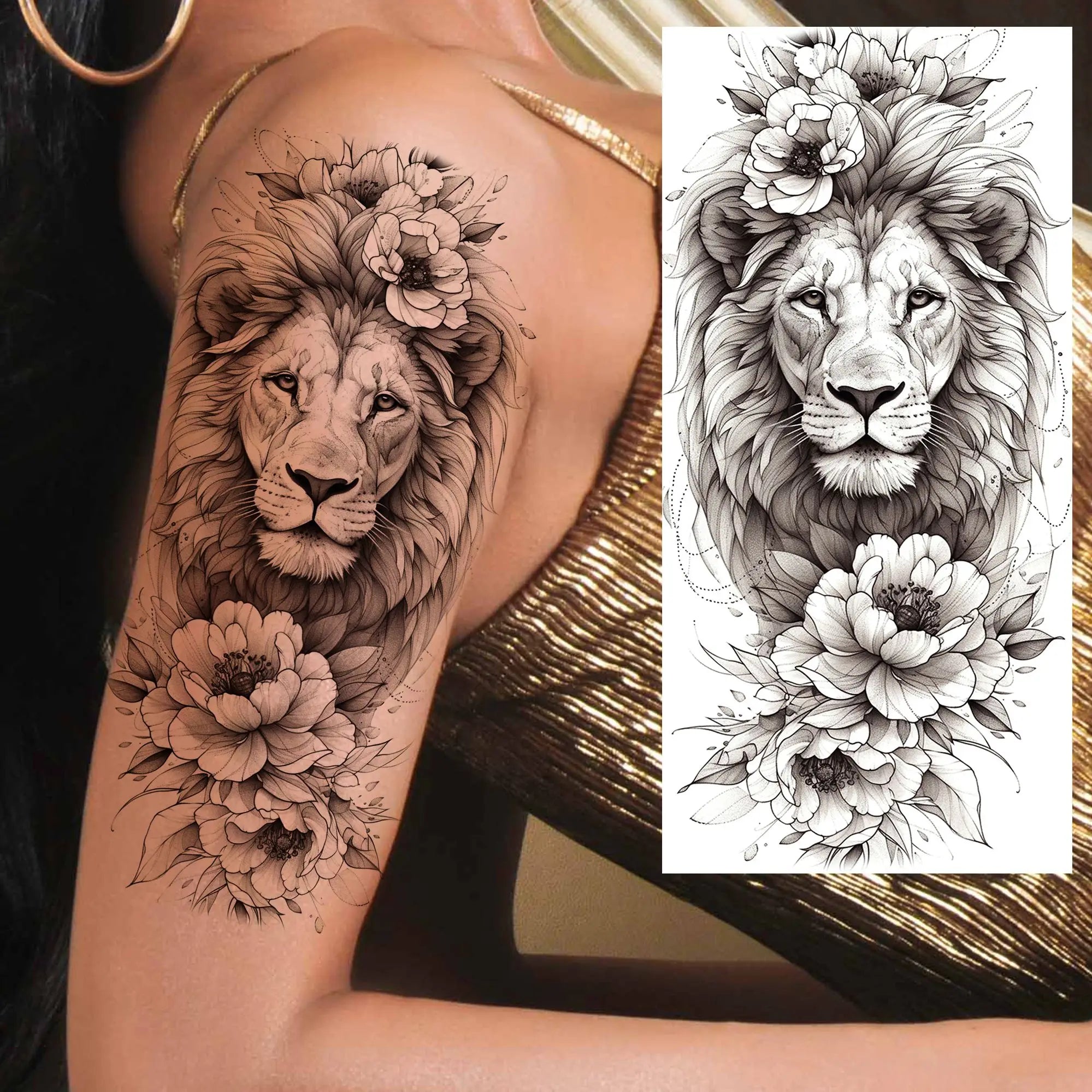 1 Sheet Unique Watercolr Lion Tiger Animals Temporary Tattoos Long Lasting Waterproof Fox Owl Fake Tattoo Sticker Body Art Tatoo