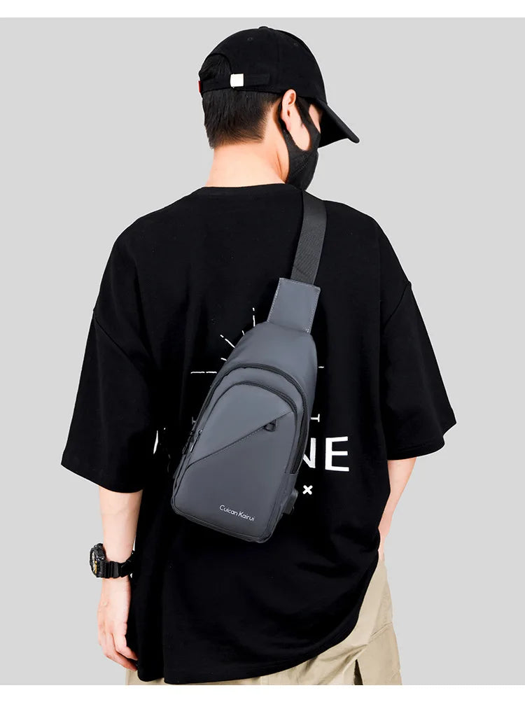 Men's Fashionable Casual Chest Bag Outdoor Cycling Waterproof Durable Sports Backpack Trendy Versatile Portable Crossbody Bag
