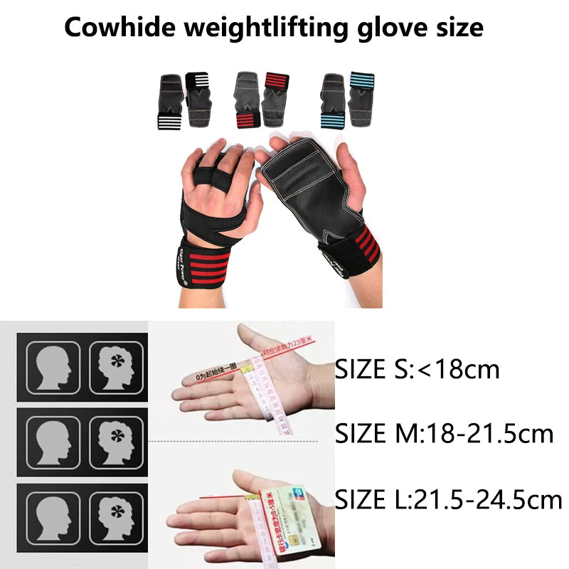 Cowhide Weight Lifting Gloves 3 colors Gym Anti-Skid Grips Pads Deadlift Belt Crossfit Workout Crossfit Palm Protection Fitness