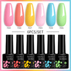 LILYCUTE 7ML 6PCS Neon Gel Nail Polish Set fluorescent Series Color Changing Semi Permanent Soak Off Manicure kit Nail Art Gel