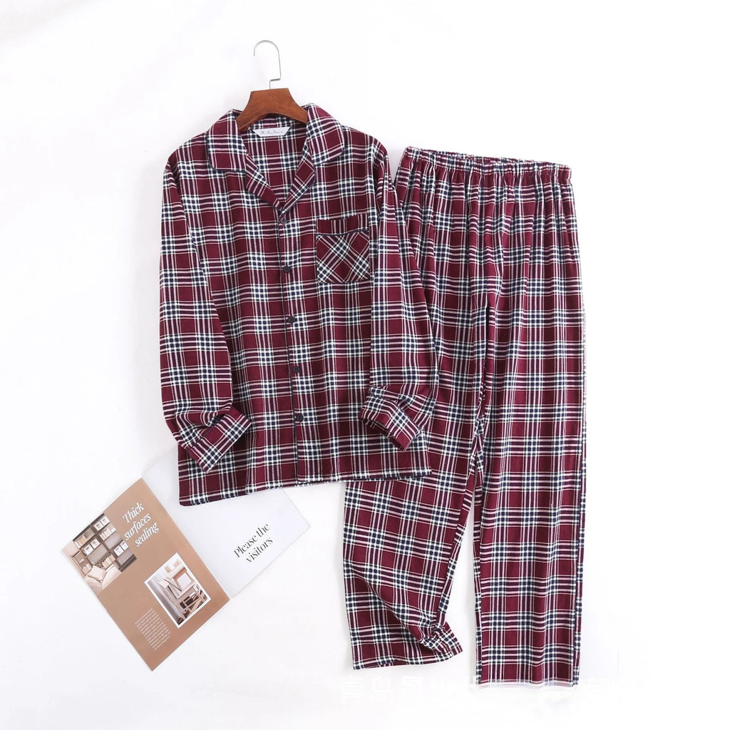 Men's Home Suits Long-sleeved Trousers Suits for Autumn and Winter Pijamas for Men Flannel Plaid Design Pajamas for Men