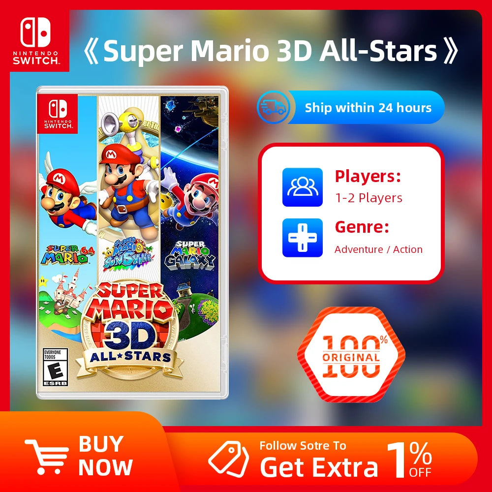 Super Mario 3D All Star Collection - Nintendo Switch Game Deals - Nintendo Switch OLED Lite Game cartridge Ürün ana görseli
