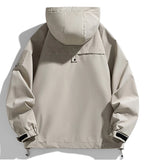 Windbreakers Men Hooded Jacket Zipper Coat Cargo Waterproof Black Bomber Camping Loose Thin Softshell Hooded Hiking Jacket