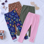 3/4-piece Autumn/Winter Children's Multi-color Combination Fashionable Slim Fit Leggings For Girls Sports And Casual Warm Pants