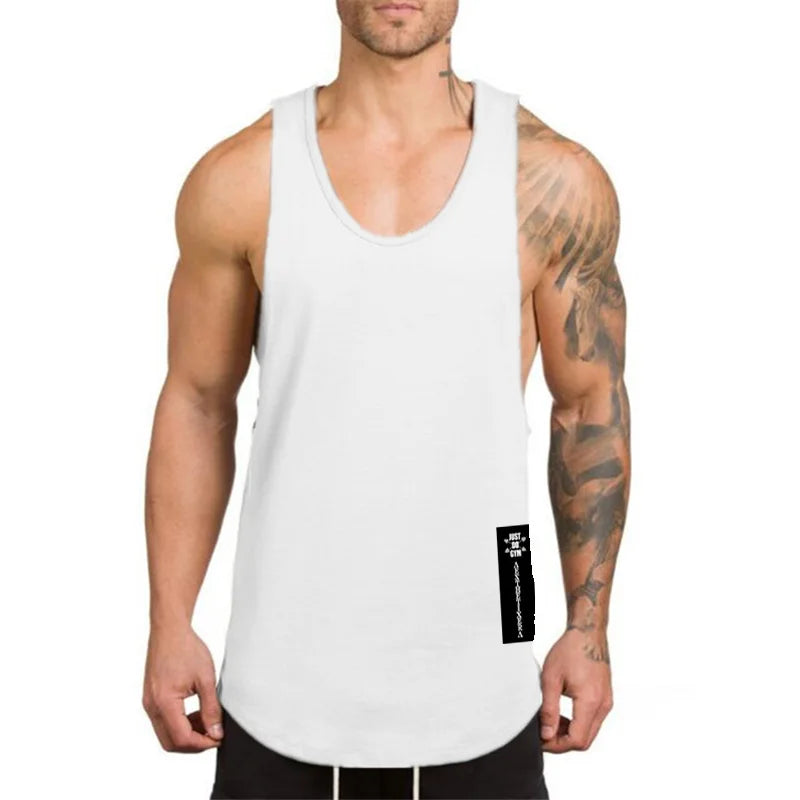 Brand Gym Sport Clothing Cotton Singlets Bodybuilding Stringer Tank Tops Mens Fitness Shirt Muscle Guys Sleeveless Running Vests