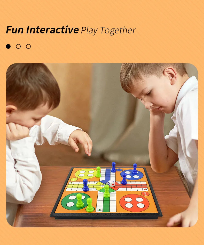 International Ludo Board Game for Kids: Portable Folding Chess Set, Educational Toy, Party Table Game for Elementary Students