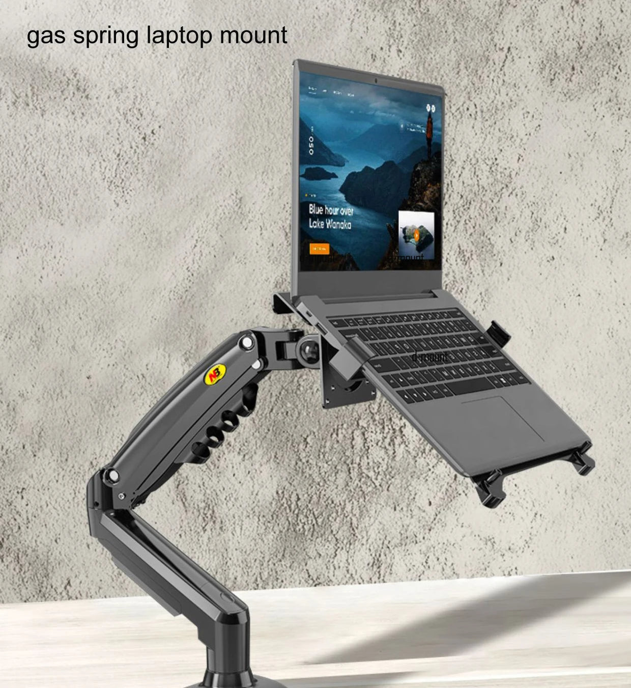 NB F80 + FP-2 full motion 360 rotate pivot 2-9kg gas spring arm 10"-17" laptop tray desktop stand clamp 10-90mm grommet hole