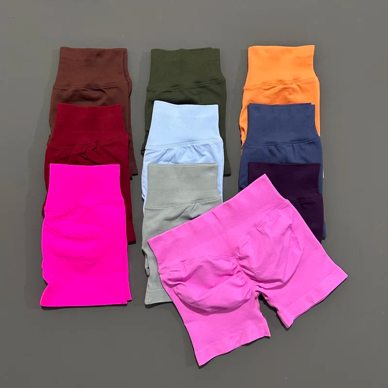 HISTELLO Impacts Shorts 4.5" Women Fitness Sports Biker Shorts Low Waist Gym Short Workout Scrunch Butt Yoga Seamless Leggings