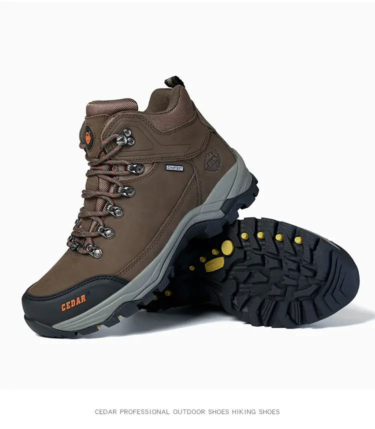 RAN Cow Leather Hiking Boots Men For men Outdoor Sport Walking Sneakers trekking Snow Shoes women Climbing Mountain Hunting boot