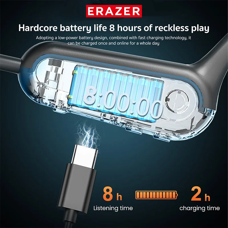 ERAZER XF22 Earphone Bluetooth 5.4 Sports Wireless Headphones Bone Conduction Headsets with Mic Neckband headphones