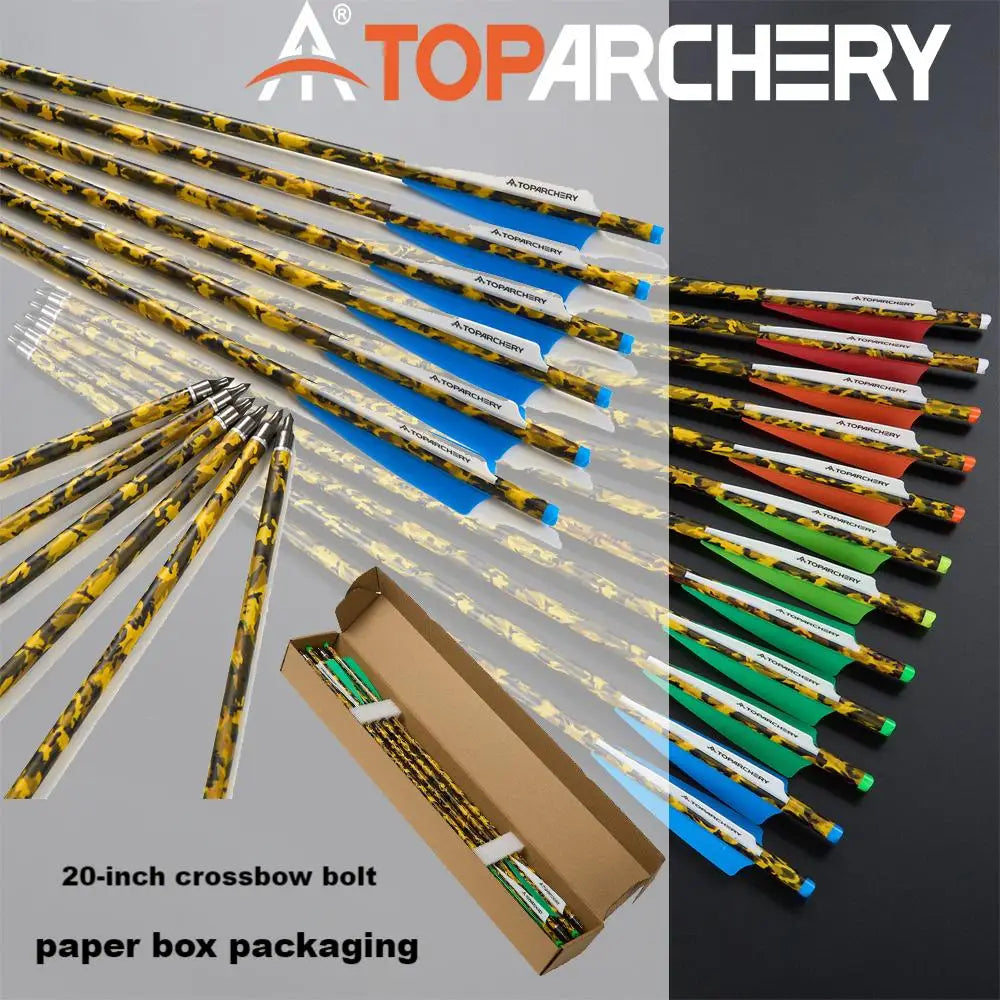6/12/24pcs 20'' Archery Crossbow Bolt Carbon Arrow with 4-inch Feather ID7.6mm  Outdoor Hunting Sports Practice Crossbow Arrows Main image