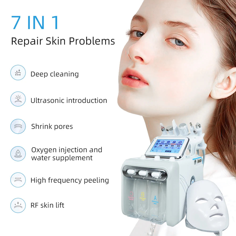 7 in 1 Dermabrasion Peel Spa Facial Machine Skin Rejuvenation Hydro Dermabrasion Hydro Aqua Face Deep Cleaning Skin Care Device
